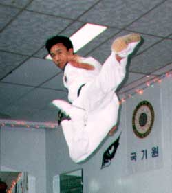 Grand Master Chang H. Choi Demonstrating Flying Side Kick